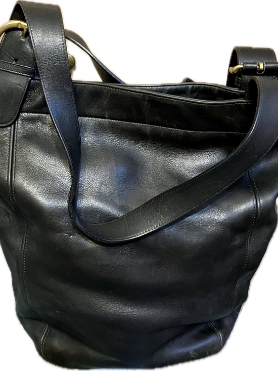 Coach Handbags - Coach Black Leather Large Shoulder Tote with Brass Hardware